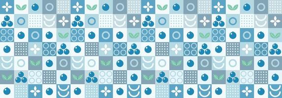 Blueberry abstract geometric pattern in bauhaus and minimalism style. Natural organic shapes of plants and berries, eco farming. Designer fabric, card, wrapping paper, cover. vector