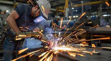 Welding Sparks The Art of Craftsmanship in Action with Expert Skills and Tools in Use photo