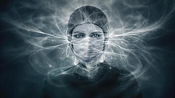 A Mystical Portrait Featuring Stunning Cosmic Energy Effects and Enigmatic Elements photo