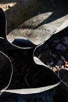 Exploring Abstract Patterns Found in Curved Rubber Surfaces Illuminated by Natural Light photo