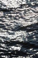 The shimmering water surface dances with sunlight reflections creating a tranquil scene photo