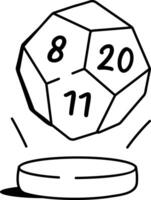Hand drawn icon of an icosahedron dice hologram vector