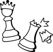 A doodle icon of broken and queen chess pawns vector