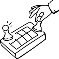 Doodle style icon of a person playing chess vector
