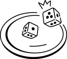 Doodle icon depicting dice roll vector