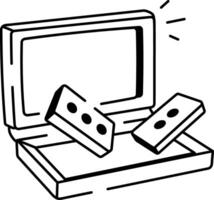 A hand drawn icon of dominoes box vector