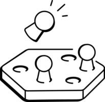 Chinese checkers game, doodle style icon vector