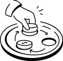 A doodle style icon of playing loop game vector