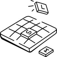 Scrabble game icon in doodle style vector