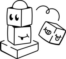A doodle style icon of blocks game vector