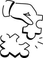 Doodle style icon of arranging puzzle pieces vector