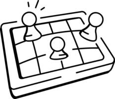 Board game with pawn pieces, doodle icon vector