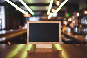 Dim Bar Setting with Chalkboard and Warm Neon Lights photo