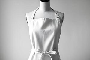 White apron on mannequin with simple straps, emphasizing clean design photo