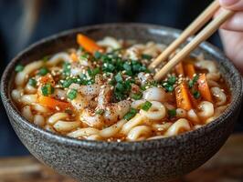 Udon Noodles with Squid photo