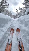Snowy Mountain Trail with Ski Tracks - Winter Wonderland photo