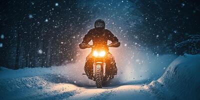 Winter Motorcycle Adventure in a Snowstorm photo
