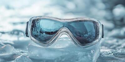 Icy Winter Goggles on Ice Cubes photo