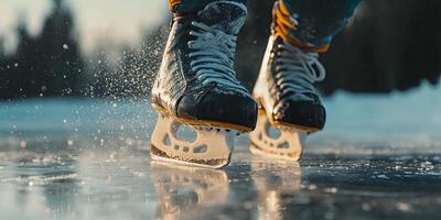 Ice Skating on a Frozen Winter Day A Glimpse of Winter Sport photo