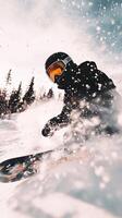 Snowboarding Adventure in Snowy Mountains photo