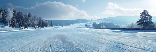 Stunning Winter Ski Resort Landscape with Pristine Snow photo
