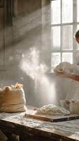 Flour Dusting Artisan Bread Making Process photo