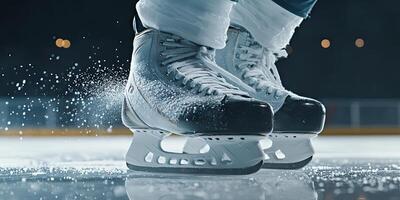 Ice Skates in Action on Frozen Rink photo