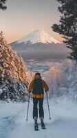 Majestic Fuji Mountain View from a Ski Trip in Japan photo