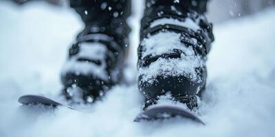 Snowy Ski Boots on a Winter Day photo