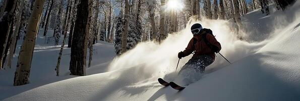 Majestic Winter Ski Adventure in Snowy Forest photo