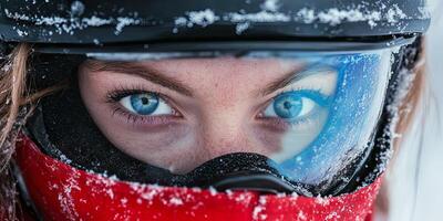 Woman in Winter Gear with Blue Eyes photo