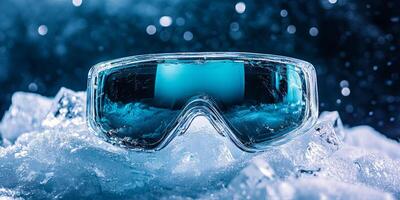 Stylish Winter Sports Goggles on Ice photo