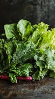 Fresh, Vibrant Greens and Radishes photo