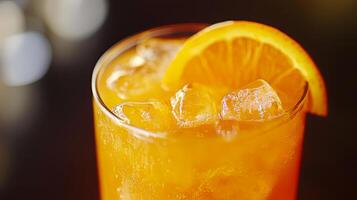 Vibrant Orange Cocktail with Ice photo