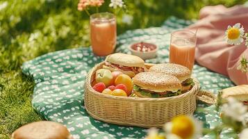 Picnic Lunch in a Sunny Garden photo