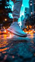 Urban Night Jump - Stylish Footwear in Motion photo