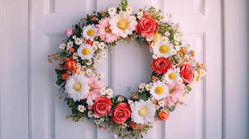 Spring Floral Wreath for Front Door photo
