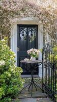 Springtime Elegance at a Charming Home Entrance photo