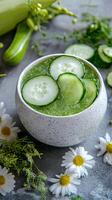 Refreshing Cucumber Smoothie in a Bowl photo
