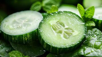 Fresh Cucumber Slices with Mint photo