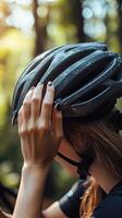 Stylish Cycling Helmet in Nature photo