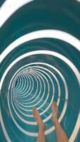 Vertical of a thrilling ride down a tunnel water slide at an aquapark, embracing fun and excitement in the summer sun video