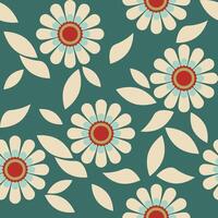 Bohemian Geometry Elegant Floral Pattern Seamless Foliage And Petal On Green background. vector