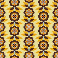 Geometry Folk Floral Pattern Vintage Hippie Motif Blooming Abstract Background. vector