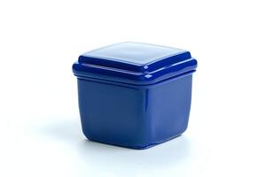 Exploring the Design of a Square, Cobalt Blue Container. A Study in Simple Geometry and Vibrant Color, Showcasing Smooth Surfaces and Clean Lines for Modern Aesthetics. photo
