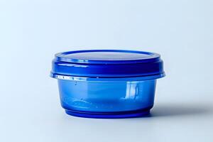 A Versatile Blue Plastic Food Storage Container with a Secure Lid for Convenient Kitchen Organization and Meal Prep, Perfect for Storing Leftovers and Snacks. photo