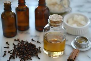 Creating Aromatic Essential Oil Blends. A Guide to Infusing Natural Scents with Cloves, Cinnamon, and Other Ingredients for Relaxation and Wellbeing.Discover the Calming Properties of DIY Aromatherapy photo