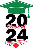 class of 2024 text for graduation design. vector