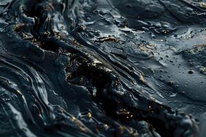 Liquid Gold. Abstract Dark Blue and Gold Swirls, Elegant Fluid Motion, Luxurious Texture, Shimmering Reflections, Deep Color Palette, Mysterious Abyss, Captivating Visuals, Artistic Expression photo