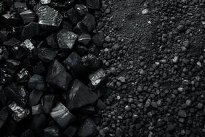 Black Rocks and Pebbles. A Textured Contrast of Jagged and Smooth Stones, Showing the Beauty of Natural Formations and Their Diverse Appearances in Nature. Geological Textures and Patterns photo